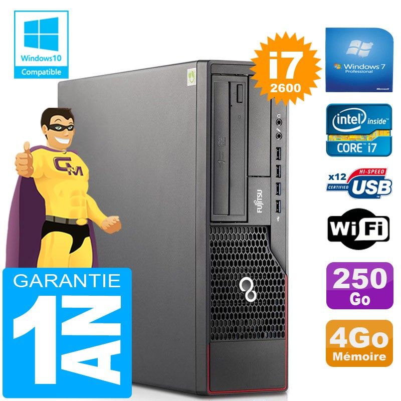 Fujitsu Esprimo E700 E90+ SFF Core i7-2600 4GB RAM 250GB SSD WiFi Windows 7