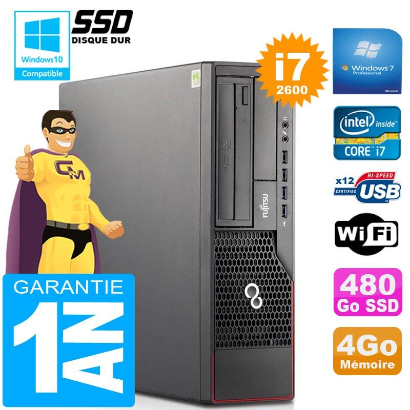 Fujitsu Esprimo E700 E90+ SFF Core i7-2600 4GB RAM 480GB SSD Wi-Fi Windows 7