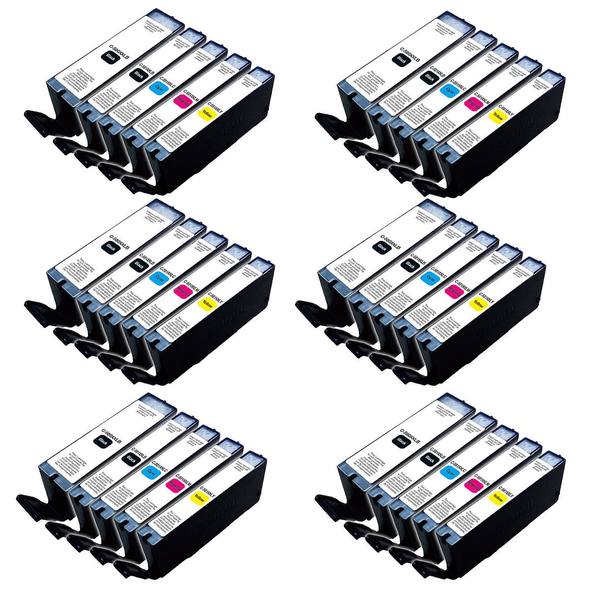 Multipack compatible Canon 580 PGBK XL / Canon 581 XXL (10x noir, 5x cyan, 5x magenta, 5x jaune)