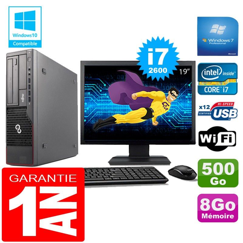Fujitsu Esprimo E700 E90+ SFF Core i7-2600 8GB 500GB WiFi Windows 7 Pro 19" Screen
