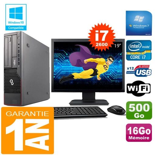 Fujitsu Esprimo E700 E90+ SFF Desktop - Intel Core i7-2600, 16GB RAM, 500GB HDD, WiFi, Windows 7 Pro