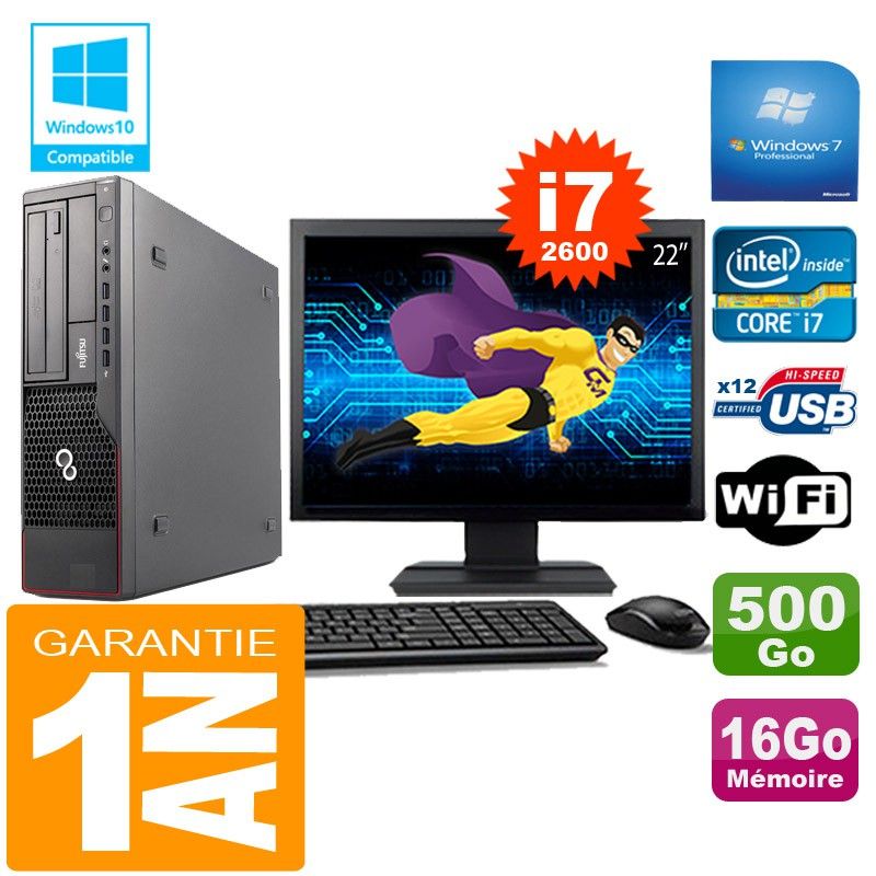 Fujitsu Esprimo E700 E90+ SFF Desktop - Intel Core i7-2600, 16GB RAM, 500GB HDD, WiFi, Windows 7 Pro