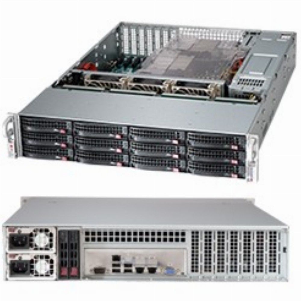 Super Micro Computer 2U Rack-Mount Server - Extended ATX, SATA/SAS, Hot-Swap 920W Power Supply, Black
