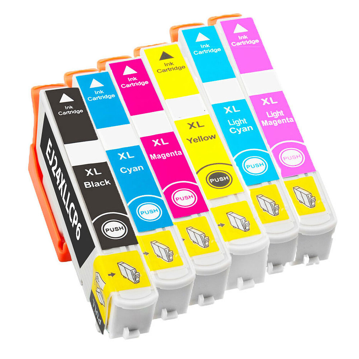 Pack de 6 cartouches compatibles Epson T24XL (noir + cyan + magenta + jaune + cyan clair + magenta clair)