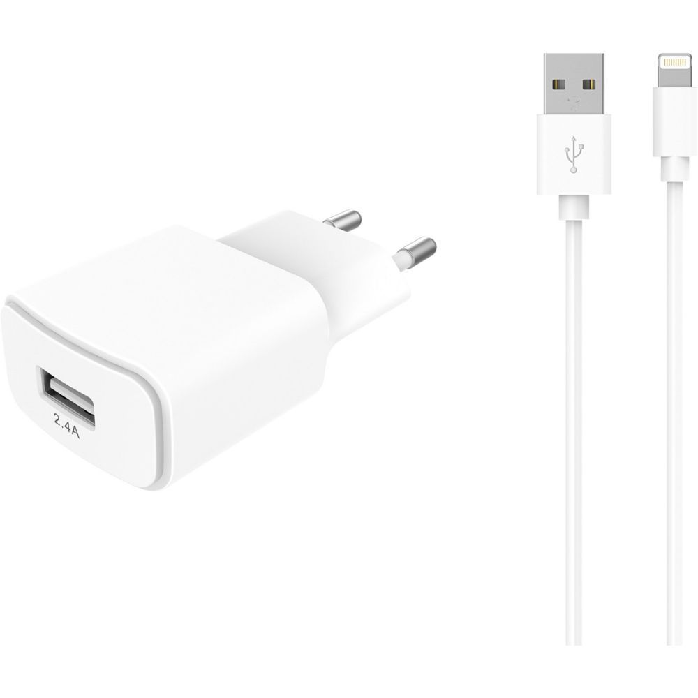Essentiel B 2.4A USB Power Adapter with Lightning Cable, White