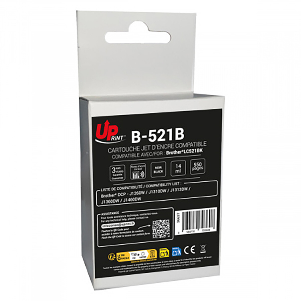 UPrint cartouche B-521B compatible Brother LC521 (Noir)