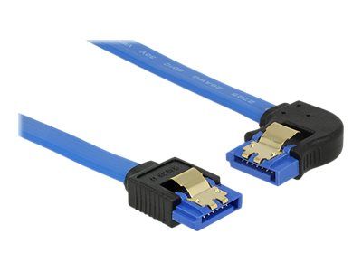 Delock SATA Cable - Left to Right Angle - 20cm - Locking - Blue