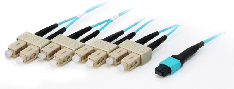 Digital Data Communications Pro - Multi-mode SC to MTP Fiber Optic Cable - 10m, 50/125 Micron OM4 - Turquoise