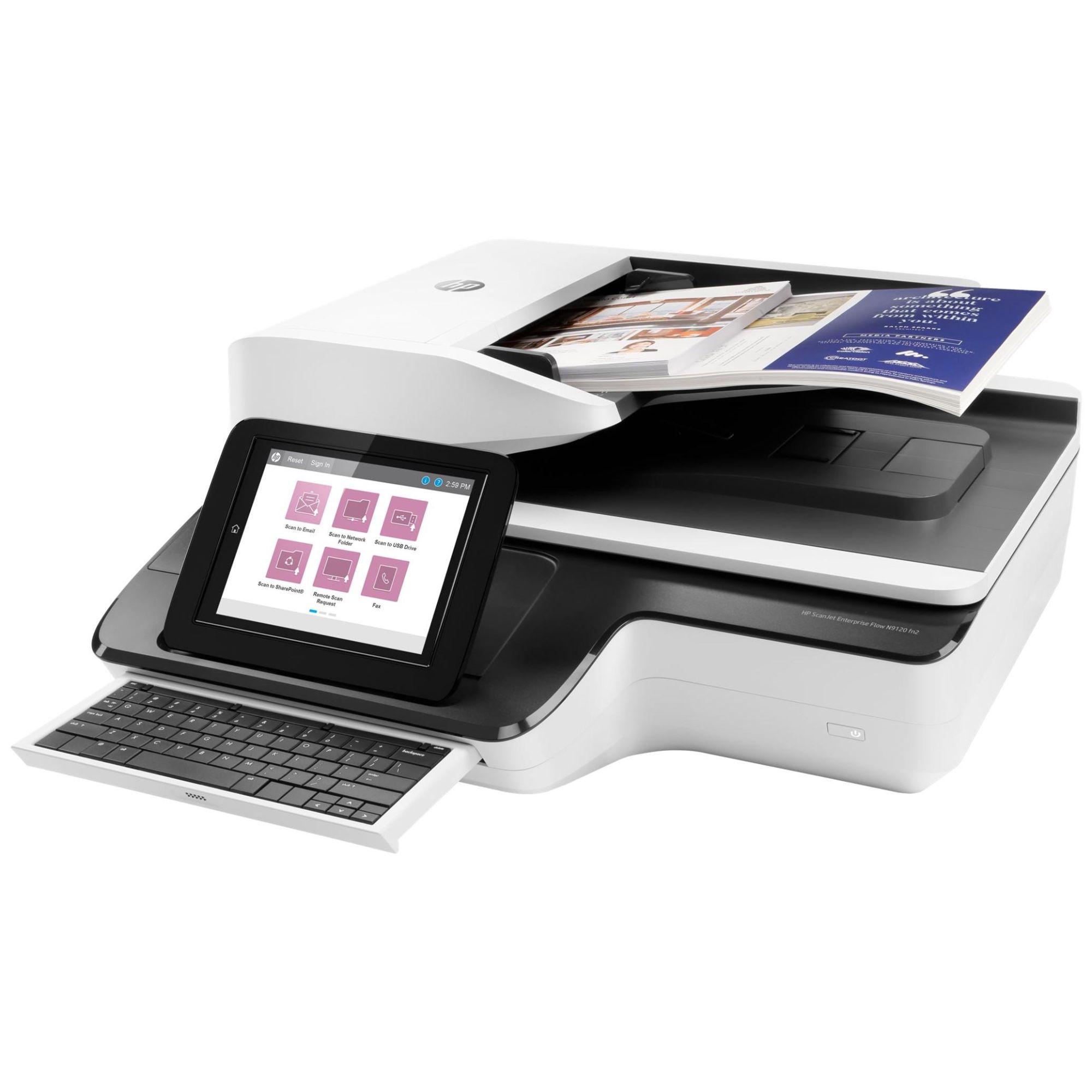 HP ScanJet Enterprise Flow N9120 - Document Scanner - Flatbed: CCD/ADF - Duplex - 297 x 864 mm - 600 dpi x 600 dpi - Up to 120 ppm (monochrome) / Up to 120 ppm (color) - Automatic Document Feeder (200 sheets) -...