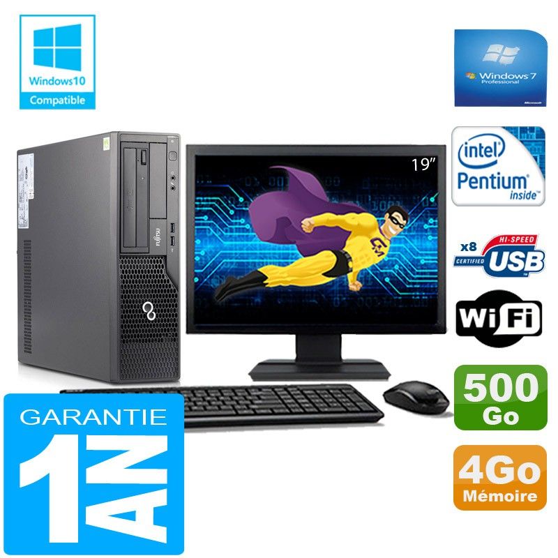 Fujitsu Esprimo E500 E85+ SFF Computer - 4GB RAM, 500GB HDD, Intel G640, WiFi, Windows 7 Pro