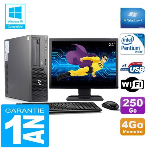 PC de escritorio Fujitsu Esprimo E500 E85+ SFF - Procesador Intel G640, 4GB de RAM, 250GB HDD, Wi-Fi, Windows 7 Profesional