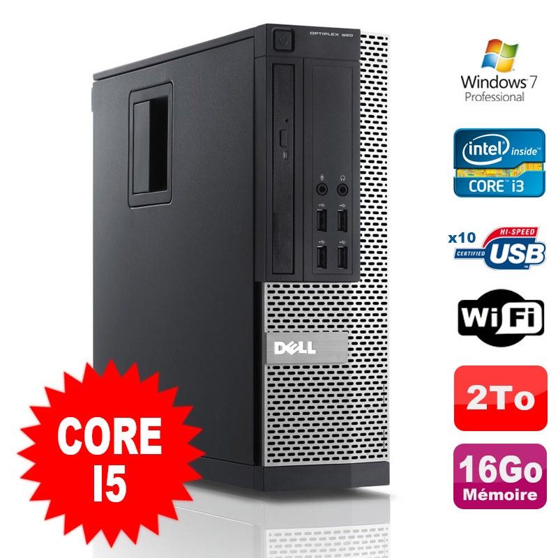 Dell Optiplex 990 SFF I5-2400 3.1GHz 16GB 2TB DVD WiFi Windows 7 Pro