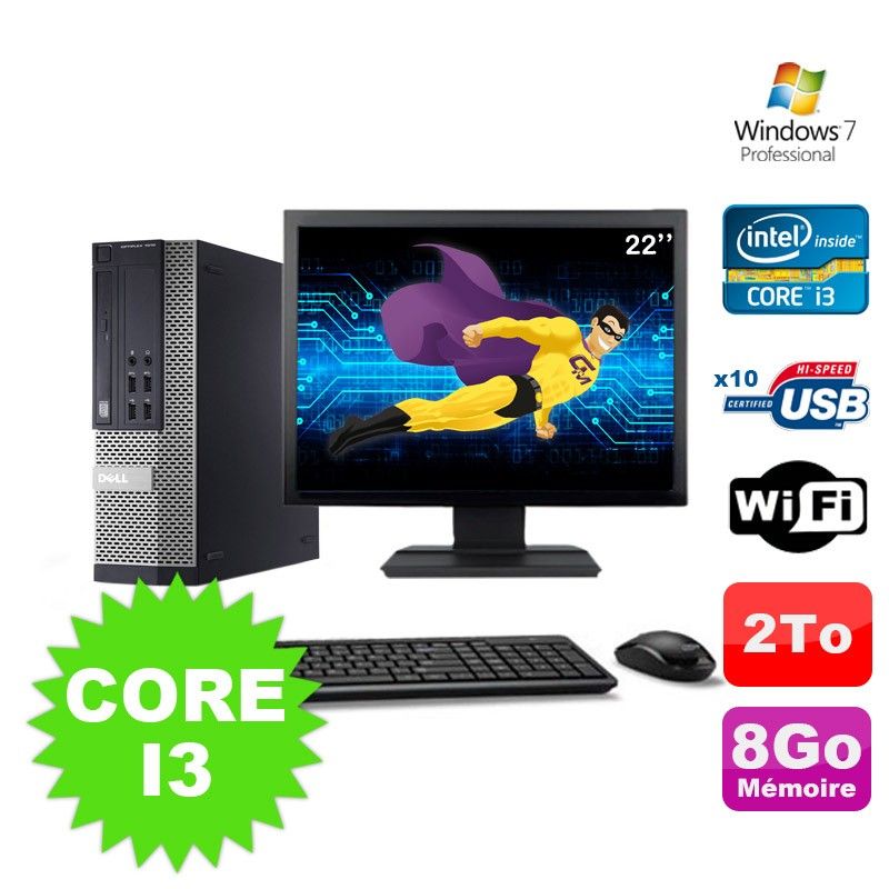 Dell Optiplex 990 SFF Desktop PC - i3-2120, 8GB RAM, 2TB HDD, DVD, WiFi, Windows 7 Pro