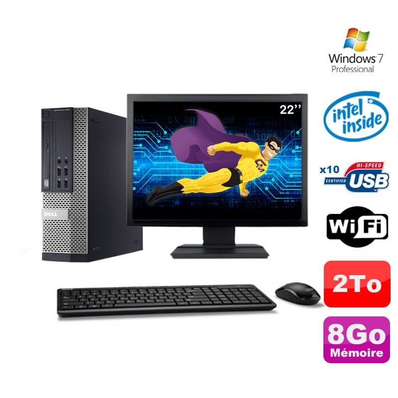 Ordinateur de bureau Dell Optiplex 990 SFF - Processeur Intel G630 2,7 GHz, 8 Go de RAM, 2 To de SSD, DVD, Wi-Fi, Windows 7 Pro