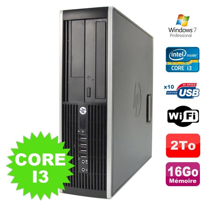 HP Compaq Elite 8100 SFF Desktop PC - Intel Core i3-530, 16GB RAM, 2TB HDD, DVD Drive, WiFi, Windows 7 Pro