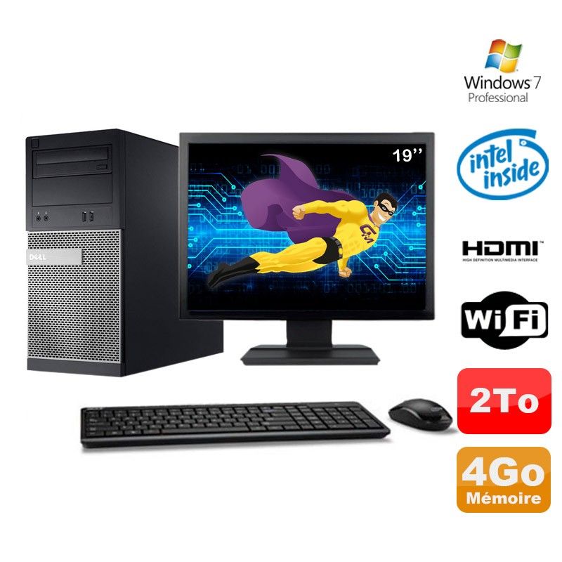 Dell 3010 MT G2020 Desktop PC with 4GB RAM, 2TB HDD, DVD Burner, HDMI, WiFi, Windows 7 Pro 64-bit