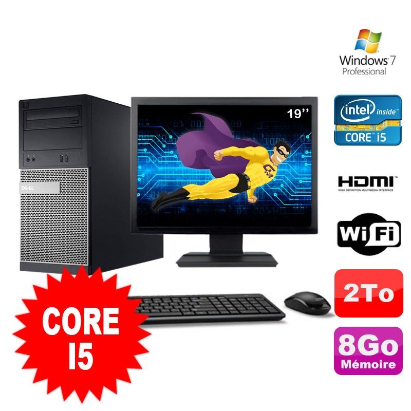Dell 3010 MT Desktop PC - Intel Core i5-2400, 8GB RAM, 2TB HDD, DVD Burner, HDMI, WiFi, Windows 7 Pro