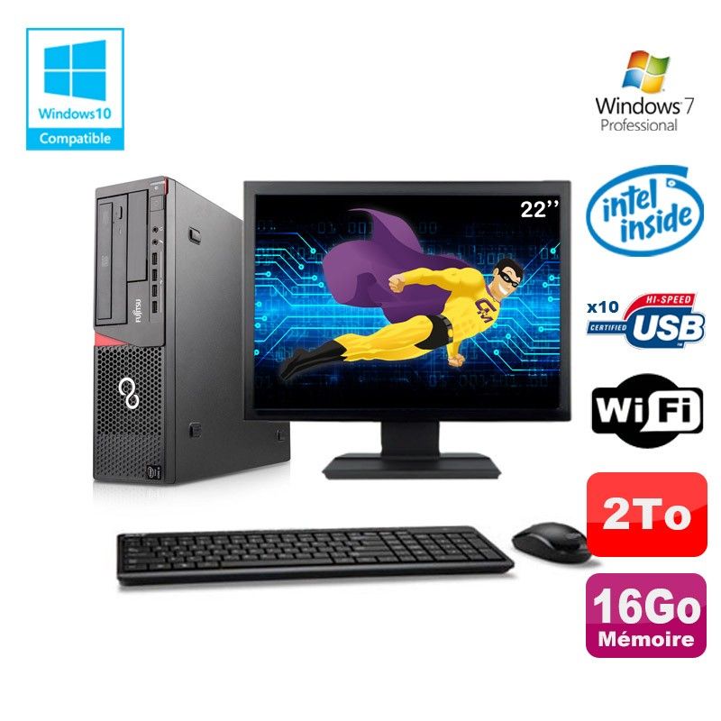Ordinateur portable Fujitsu E720 avec processeur Intel Pentium G3220, 16 Go de RAM, disque dur de 2 To, lecteur optique DVD, WiFi, Windows 7 Pro