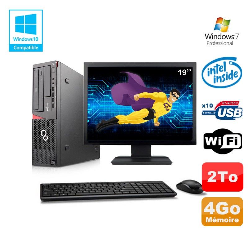 Ordinateur portable Fujitsu E720 avec processeur Intel Pentium G3220, 4 Go de RAM, disque dur de 2 To, lecteur optique DVD, Wi-Fi, Windows 7 Pro