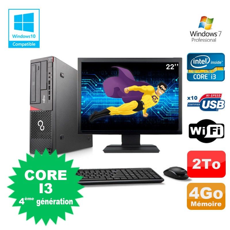 Ordinateur portable Fujitsu E720 - Intel Core i3-4130 3,4 GHz, 4 Go de RAM, 2 To HDD, Graveur DVD, Wi-Fi, Windows 7 Professionnel