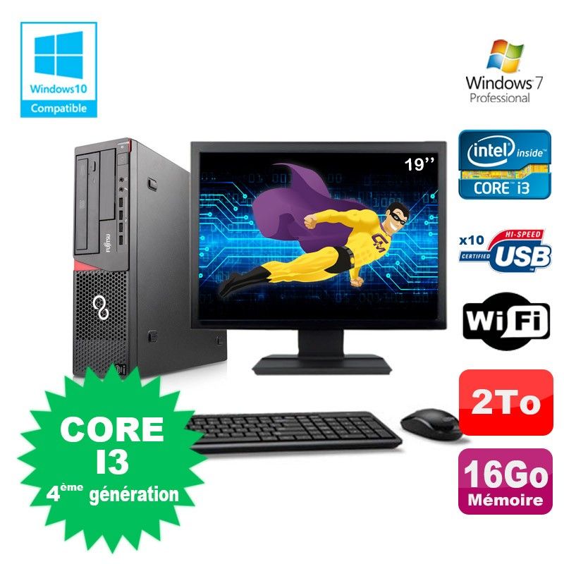 Fujitsu PC E720 with Intel Core i3-4130, 16GB RAM, 2TB HDD, DVD Burner, WiFi, Windows 7 Pro