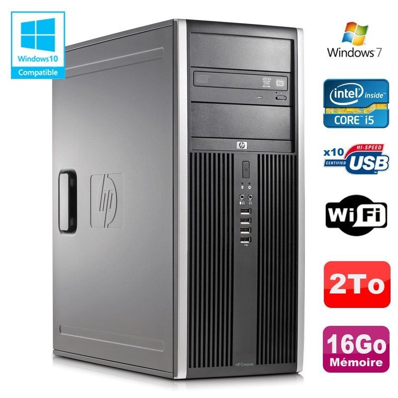 HP Elite 8300 CMT PC - Intel Core i5-3470, 16GB RAM, 2TB HDD, DVD Burner, WiFi