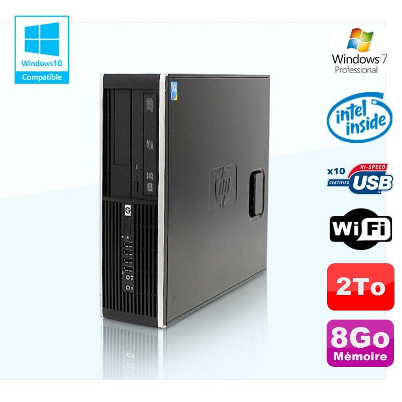 HP Compaq Elite 8100 SFF Desktop PC - Intel G6950, 2.8GHz, 8GB RAM, 2TB HDD, DVD Burner, Windows 7 Pro