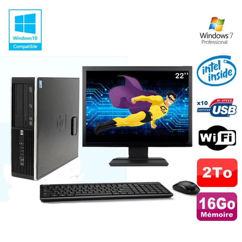 HP Elite 8100 SFF PC - Intel G6950, 2.8GHz, 16GB RAM, 2000GB HDD, DVD Burner, Windows 7 Pro