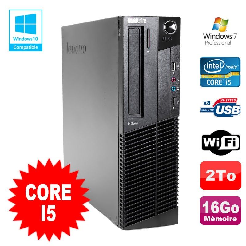 Lenovo ThinkCentre M82 SFF Core i5-2400 16GB 2TB DVD Burner WiFi Windows 7 Pro