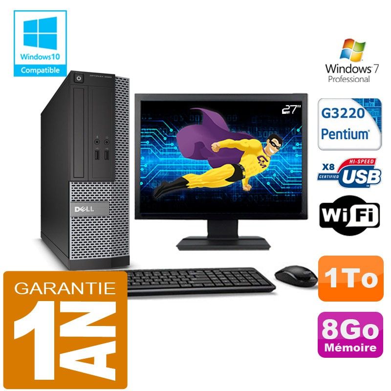 Dell 3020 SFF PC - Intel G3220, 8GB RAM, 1TB HDD, WiFi, Windows 7 Pro