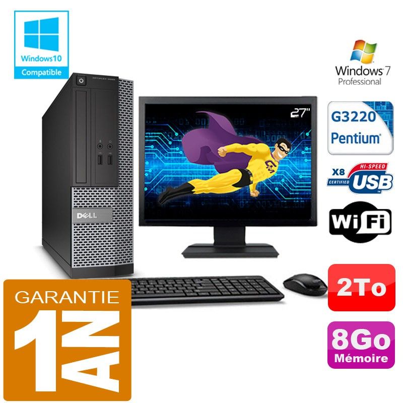 Dell 3020 SFF PC - Intel G3220, 8GB RAM, 2TB Hard Drive, WiFi, Windows 7 Pro