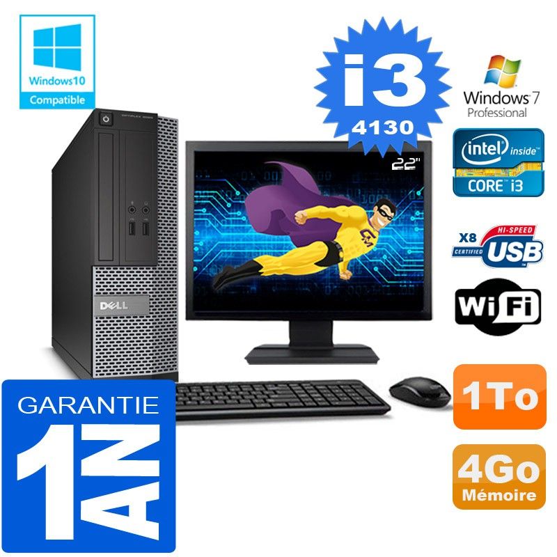 Dell 3020 SFF Desktop - Core i3-4130, 4GB RAM, 1TB HDD, WiFi, Windows 7 Pro