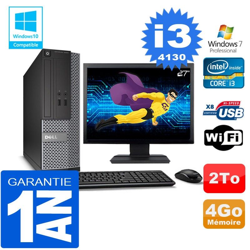 Dell 3020 SFF Desktop PC - Core i3-4130, 4GB RAM, 2TB HDD, WiFi, Windows 7 Pro