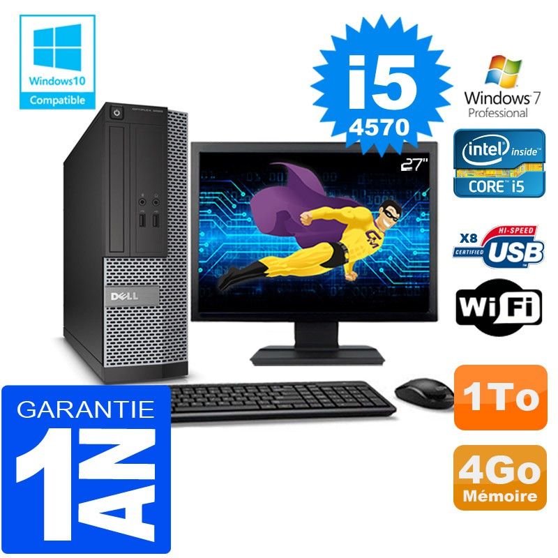 Dell 3020 SFF Desktop - Intel Core i5, 4GB RAM, 1TB HDD, WiFi, Windows 7 Pro