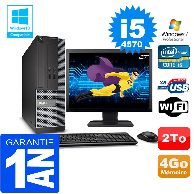 Dell 3020 SFF Desktop - Intel Core i5, 4GB RAM, 2TB HDD, WiFi, Windows 7 Pro