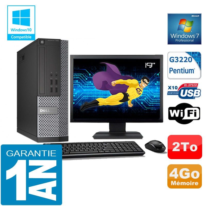 Dell 7020 SFF Desktop PC - Intel Pentium G3220, 4GB RAM, 2TB HDD, WiFi, Windows 7 Pro