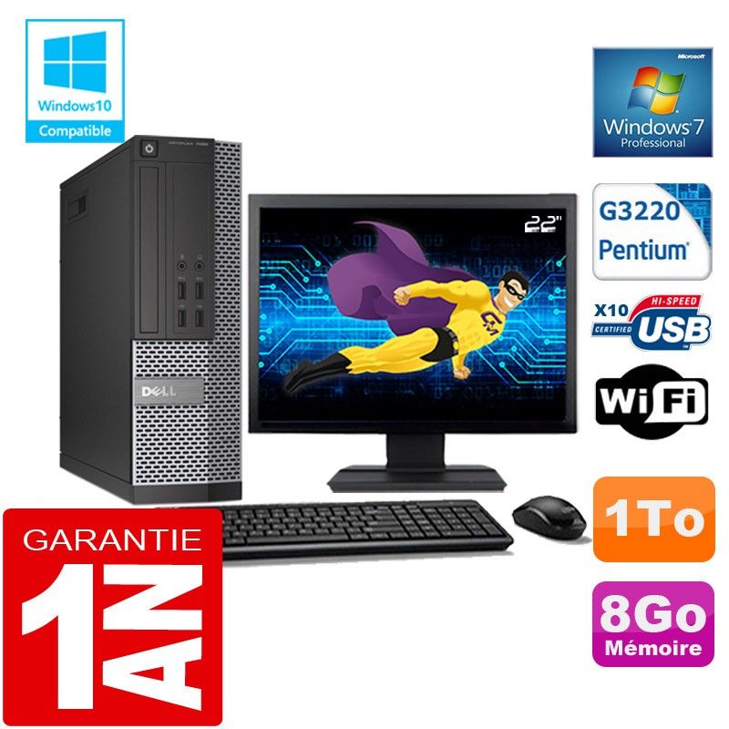Dell 7020 SFF PC - Intel Pentium G3220, 8GB RAM, 1TB HDD, WiFi, Windows 7 Pro