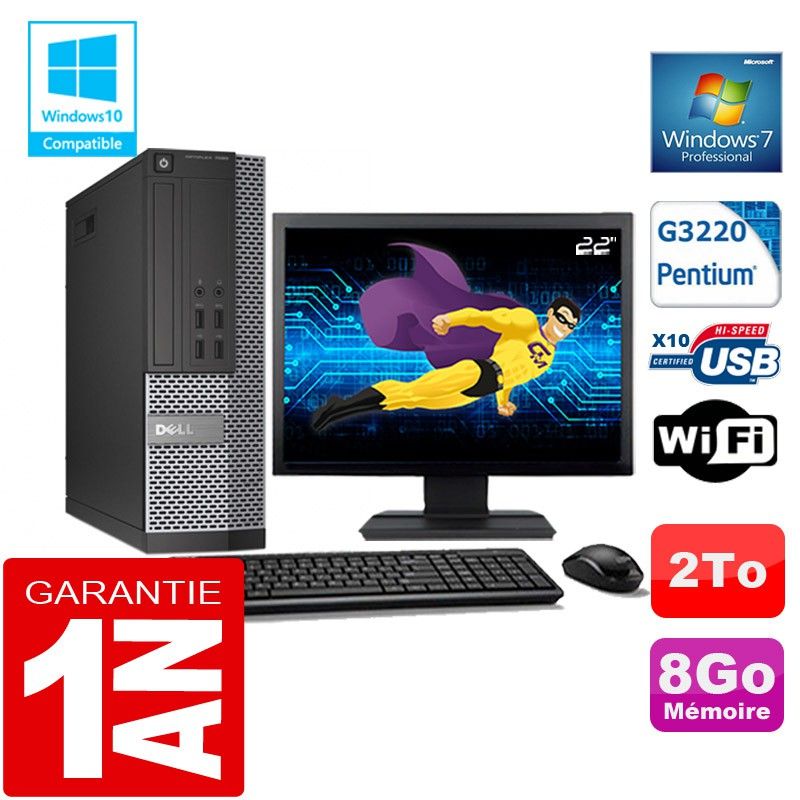Dell 7020 SFF Desktop PC - Intel Pentium G3220, 8GB RAM, 2TB HDD, WiFi, Windows 7 Pro