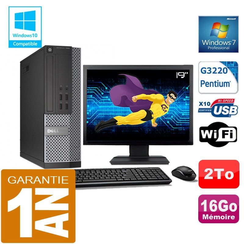 Computadora Dell 7020 SFF - Procesador Intel Pentium G3220, 16GB de RAM, Disco duro de 2TB, WiFi, Windows 7 Pro