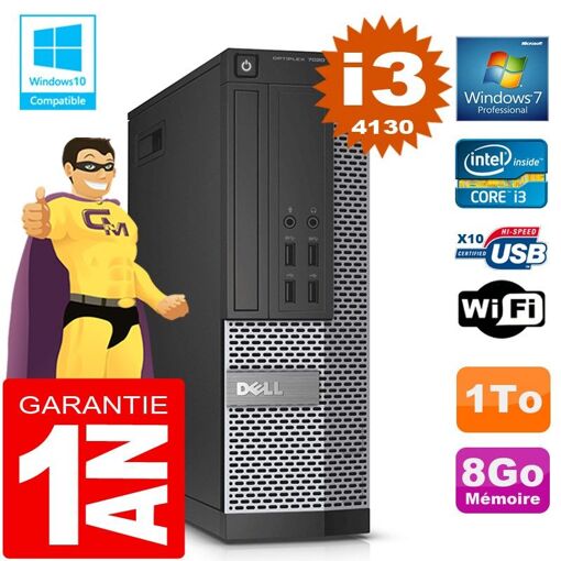 PC de escritorio Dell 7020 SFF - Procesador Intel Core i3-4130, 8 GB de RAM, 1 TB HDD, Unidad de CD/DVD, WiFi, Windows 7 Pro