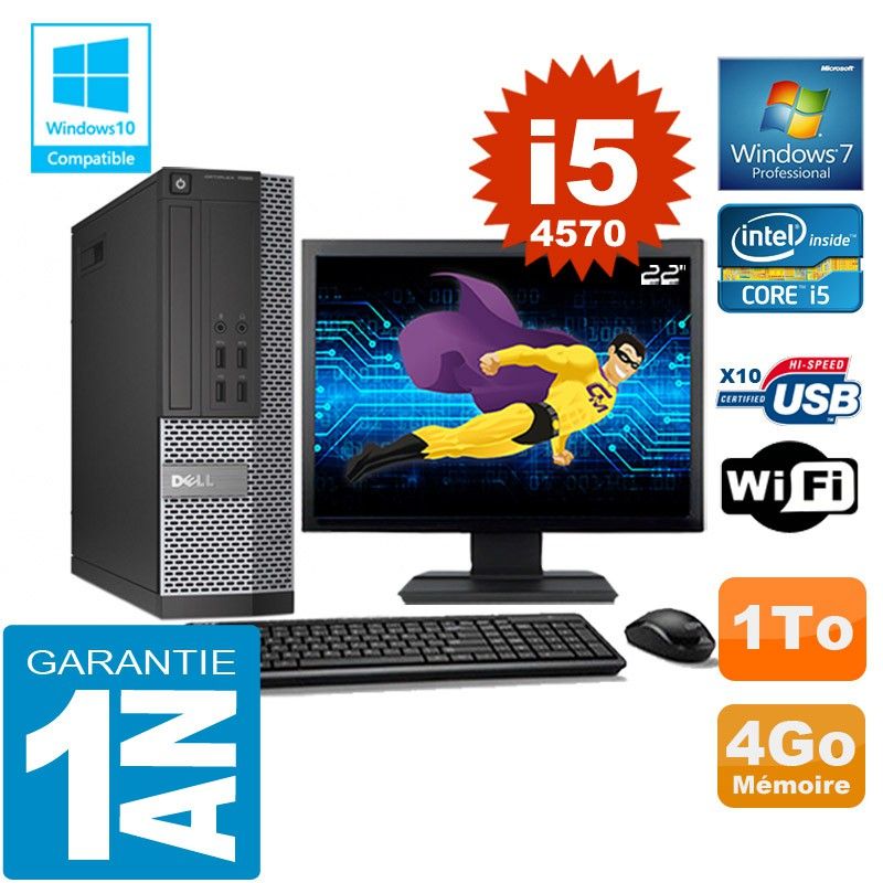Dell 7020 SFF PC - Core i5, 4GB RAM, 1TB HDD, WiFi, Windows 7 Pro