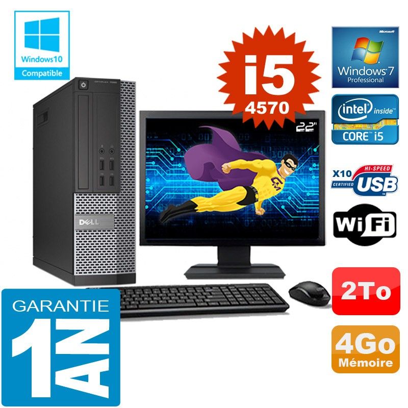 Dell 7020 SFF Desktop PC - Core i5, 4GB RAM, 2TB HDD, WiFi, Windows 7 Pro
