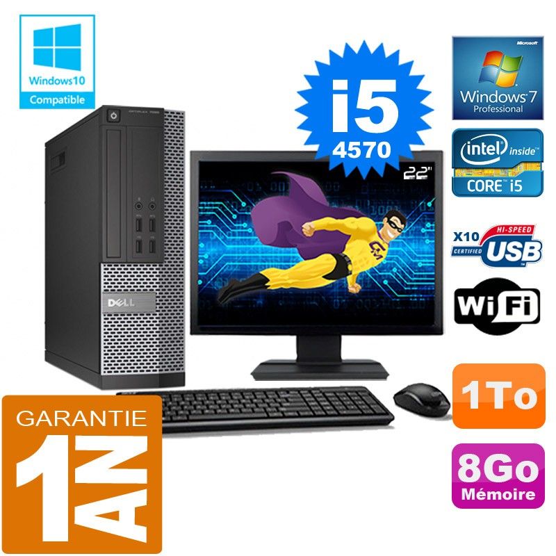 Dell 7020 SFF Desktop PC - Core i5-4570, 8GB RAM, 1TB HDD, WiFi, Windows 7 Pro