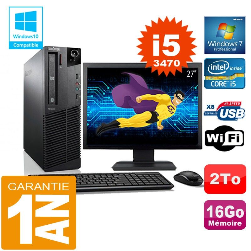 Lenovo M92p SFF Core i5-3470 16GB RAM 2TB WiFi Windows 7 Pro Computer