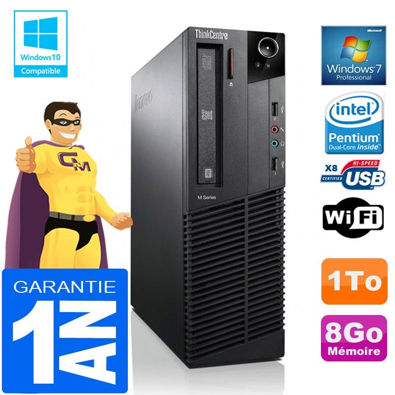 Lenovo M92p SFF Desktop Computer - Intel Pentium G630, 8GB RAM, 1TB HDD, DVD Burner, WiFi, Windows 7 Pro