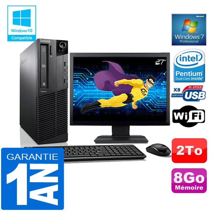 PC de escritorio Lenovo M92p SFF - Procesador Intel G630, 8 GB de RAM, 2 TB HDD, WiFi, Windows 7 Pro