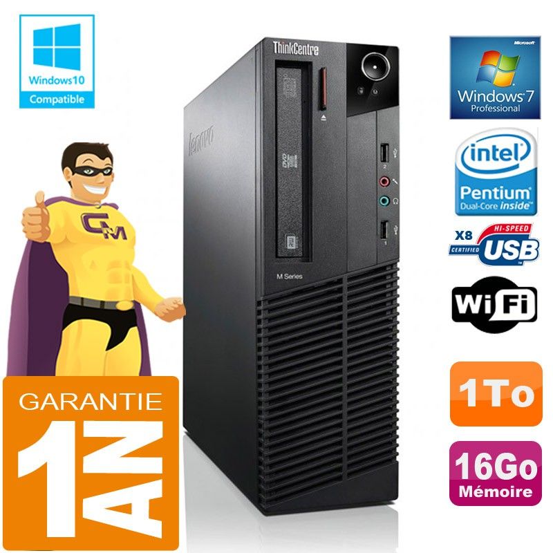 PC de escritorio Lenovo M92p SFF - Procesador Intel G630, 16 GB de RAM, 1 TB HDD, Unidad DVD, WiFi, Windows 7 Pro