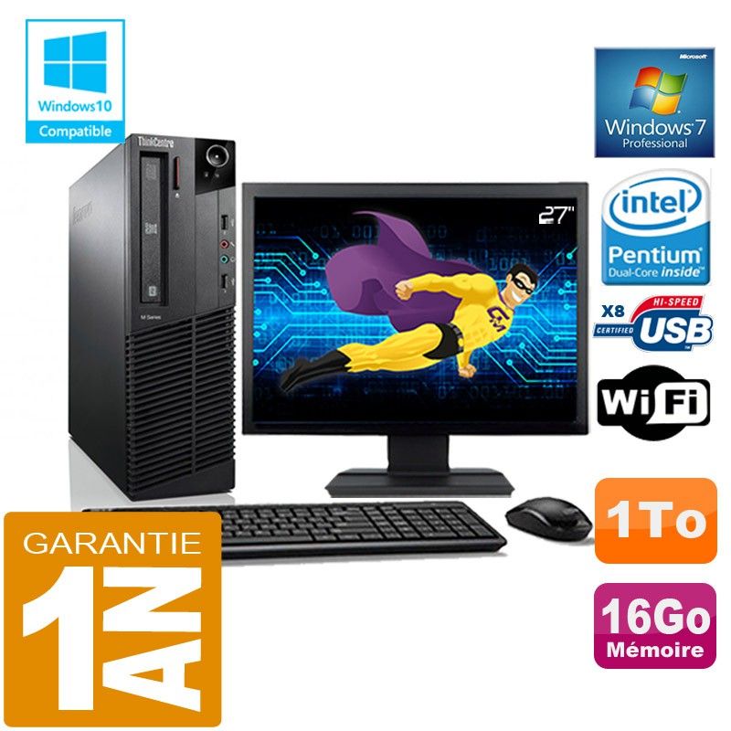 Computadora de escritorio Lenovo M92p SFF - Procesador Intel G630, 16 GB de RAM, 1 TB HDD, WiFi, Windows 7 Pro