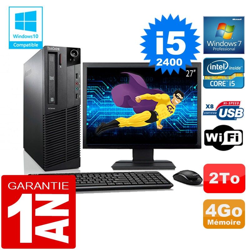 Lenovo M92p SFF Core i5-2400 4GB RAM 2TB HDD WiFi Windows 7 Pro Desktop PC