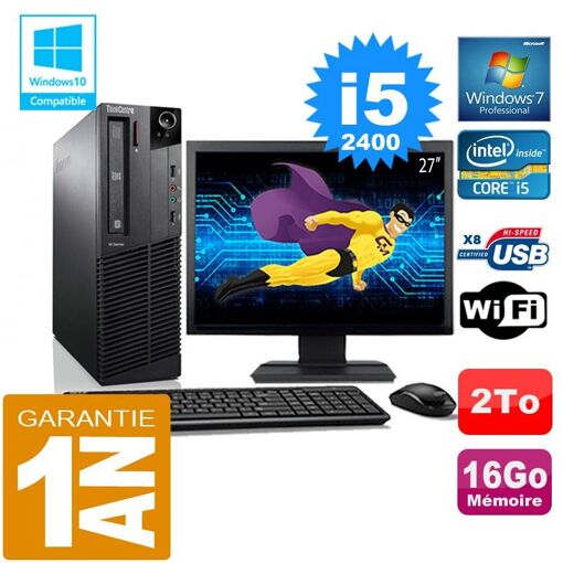 Lenovo M92p SFF Core i5-2400 16GB RAM 2TB HDD WiFi Windows 7 Pro Computer